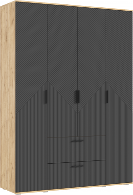 Сильвия Шкаф 4-х створчатый 1600, Браш Графит/Дуб Крафт
