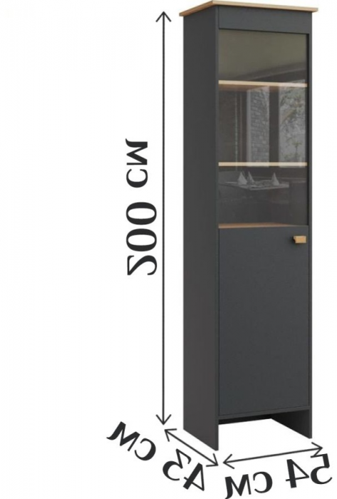 Пенал-витрина (левое исполнение) "Скандинавия" - Антрацит/Дуб наварра