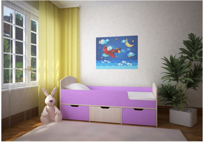 Кровать Малыш Мини (Белое дерево/Лайм)