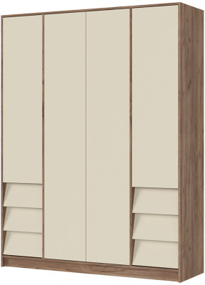 РЕЙН ШК 03 Шкаф 4-х створчатый (1600х2100х500) Фасад КАШЕМИР/Корпус ДУБ КРАФТ ТАБАЧНЫЙ