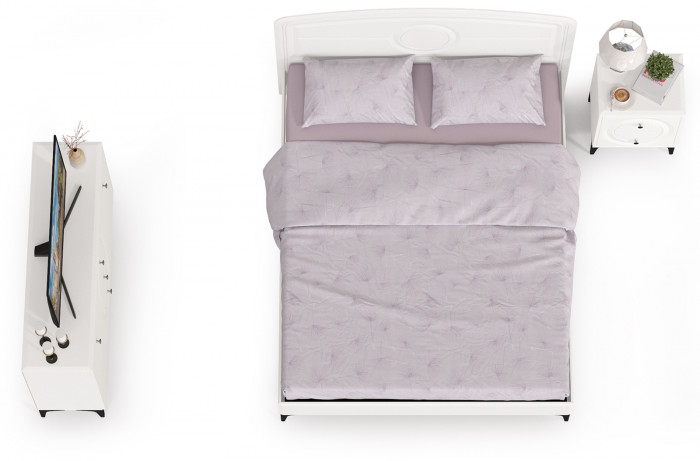 Валенсия Спальня № 03, цвет ЛДСП белый шагрень/МДФ белый шагрень, ортопед есть, сп. м. 1600х2000 мм., б/м