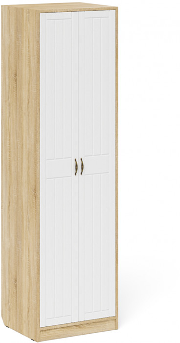 Прихожая П-6 Шкаф + Пенал, цвет дуб сонома/фасады МДФ белое дерево фрезеровка прованс, ШхГхВ 90х50х210 см., универсальная сборка