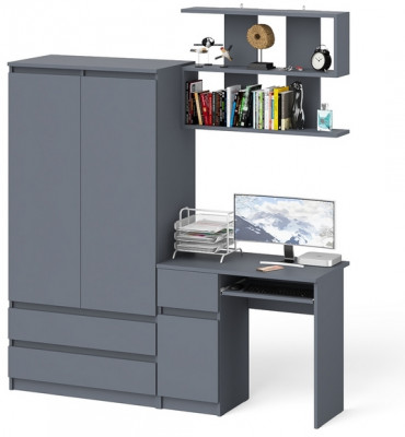Мори компьютерный стол МС-1 левый + Шкаф МШ900.1 + Полка 900, графит