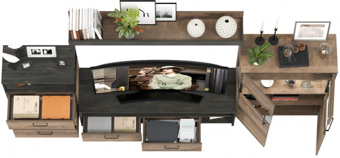 Трувор Гостиная 065, цвет дуб гранж песочный/интра, ШхГхВ 301,6х45,4х195 см., универсальная сборка