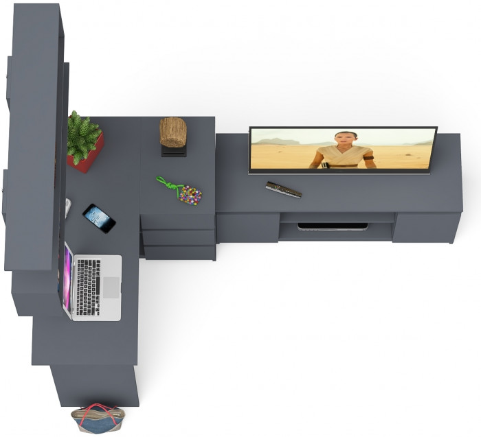 Мори компьютерный стол МС-16 правый + Тумба МТВ1200.1 + Полка 1200, графит