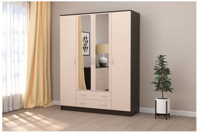 Кэт-7 Шкаф 4 -створчатый (Венге / Белфорт)