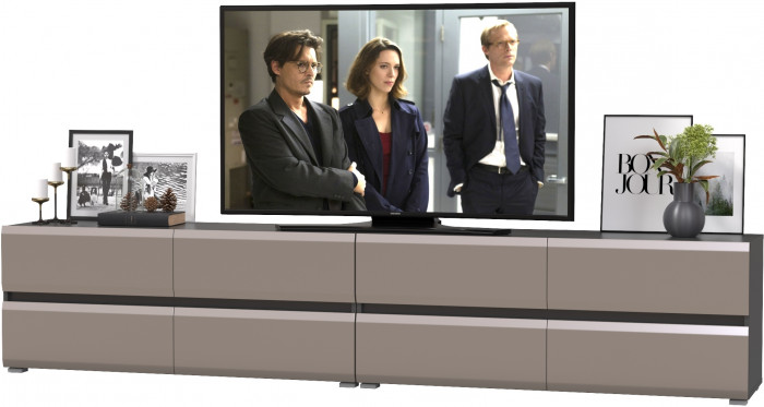 Сидней 13.63 + 13.63 Тумба под ТВ, корпус: антрацит/фасады: МДФ веллюто капучино