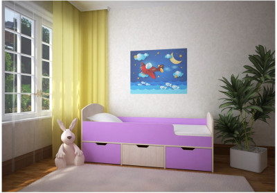 Кровать Малыш Мини (Дуб молочный/Ирис)