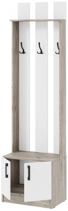 Вешалка Вега ВШ-2, Дуб крафт серый, Белый