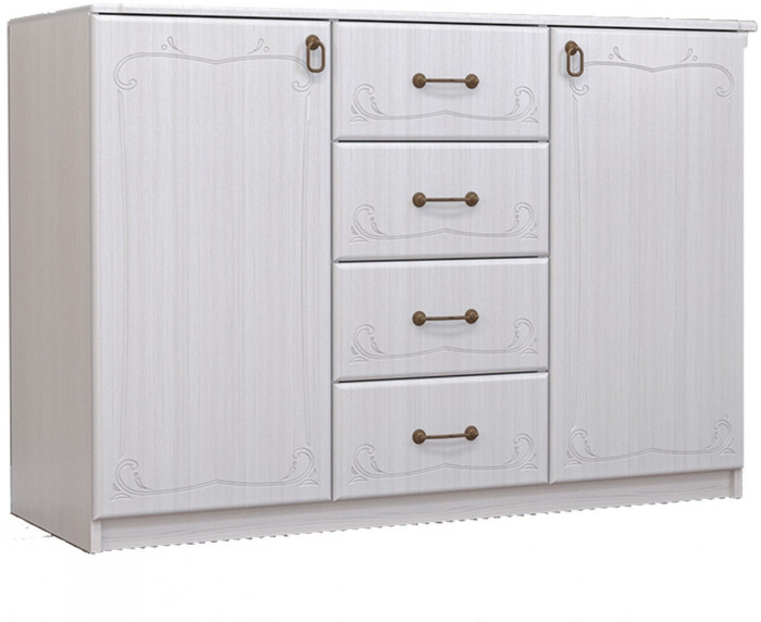 Кэт-6 бодега/сандал Комод 2-ств./Ящики (Бодега белая / Сандал)