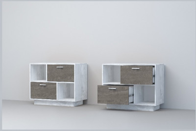 Эго Тумба Т-1 ПД (Глянец Белый/Бетон Светлый)