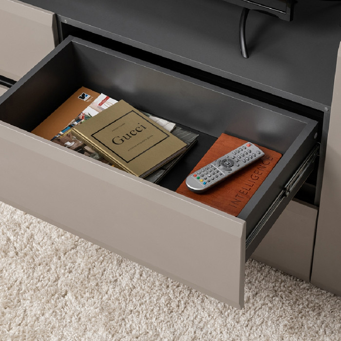 Сидней 13.63 Тумба под ТВ, корпус антрацит/фасады: МДФ веллюто капучино