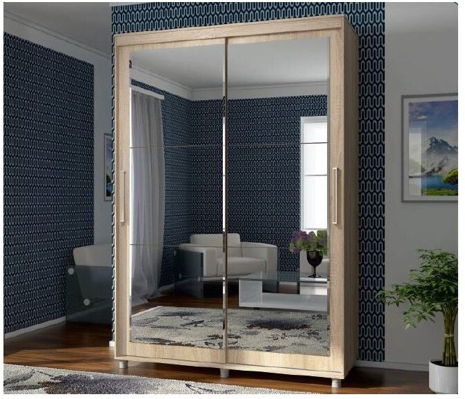 Шкаф-купе Комфорт 12 Прайм с прямыми зеркалами 1500 (Сонома)