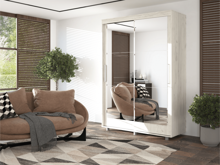 Шкаф-купе Комфорт 12 Прайм с прямыми зеркалами 1500 (Сонома)