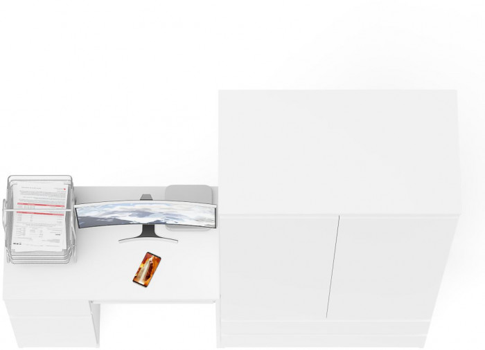 Мори компьютерный стол МС-1 левый + Шкаф МШ900.1, белый