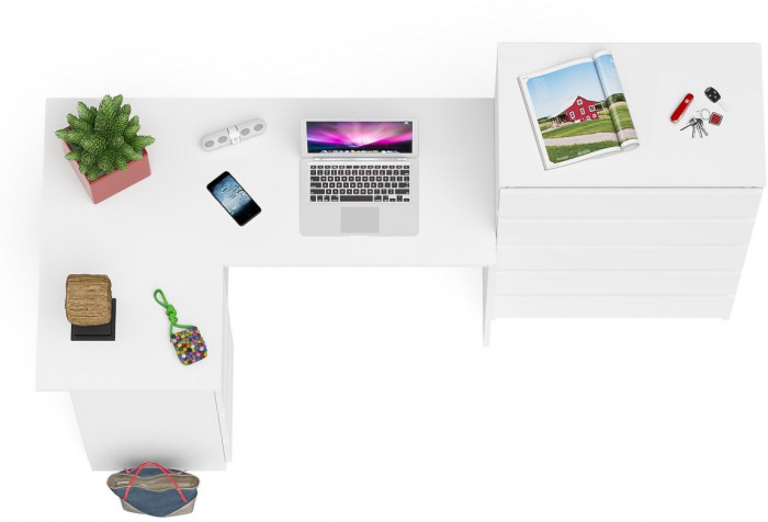 Мори компьютерный стол МС-16 левый + Комод МК700.5, белый