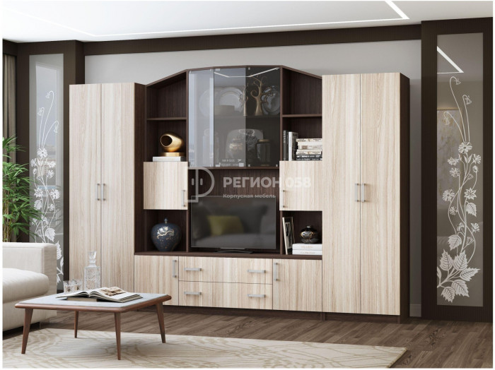 Гостиная Макарена-4 ЛДСП (Венге / Ясень шимо светлый)