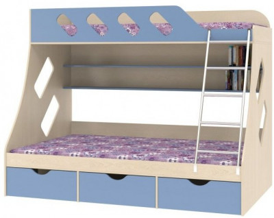 Дельта-20.01 Детская двухъярусная кровать с лестницей (Кремовый, Ясень шимо светлый)