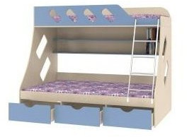 Дельта-20.01 Детская двухъярусная кровать с лестницей (Кремовый, Ясень шимо светлый)