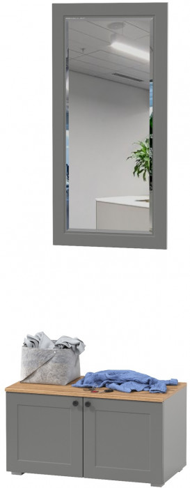 Остин 13.257 Тумба + 17.03 Зеркало, серый графит/дуб крафт золотой
