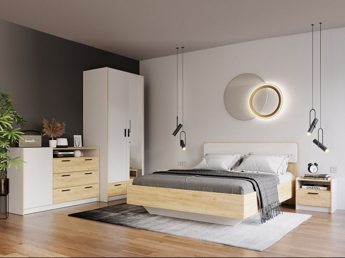 Спальня Оттавия 1 Белый/Дуб золотой