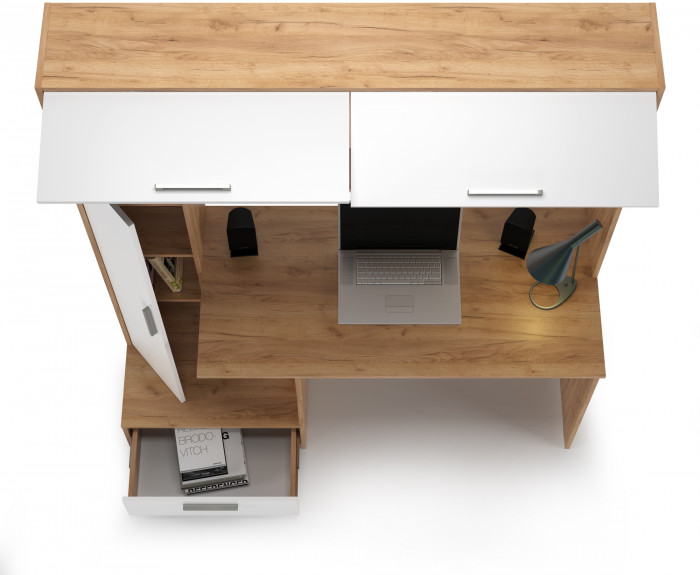 Лайт Стол письменный 03.243Н, цвет дуб крафт золотой/белый премиум, ШхГхВ 150,2х57,3х179,9 см., НЕ универсальная сборка