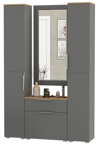 Октава Прихожая 43, серый графит/дуб крафт золотой/фасады МДФ серый графит