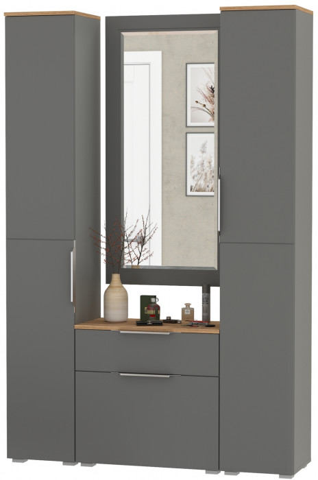 Октава Прихожая 43, серый графит/дуб крафт золотой/фасады МДФ серый графит