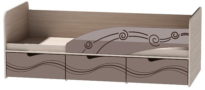 Детская кровать Бриз-3 80х190, волна (Шоколад/Ясень шимо светлый/Левый)