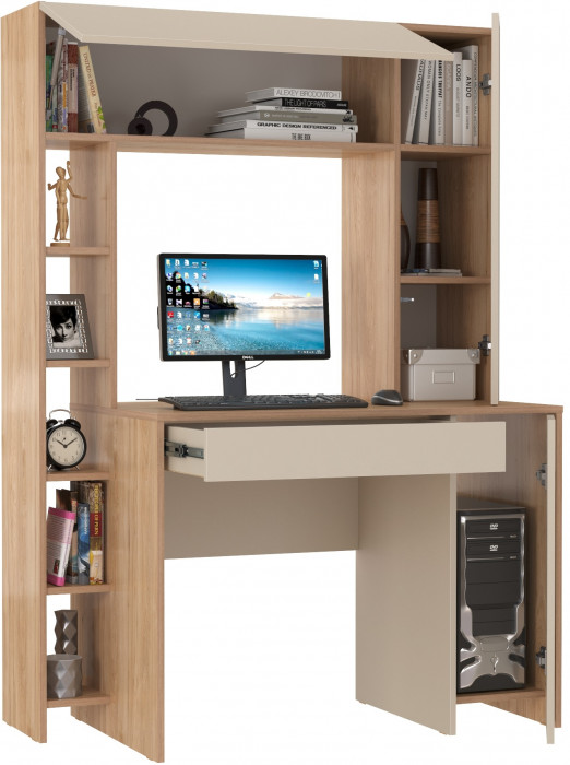 компьютерный стол Комфорт 12.71, гикори рокфорд натуральный/сатин