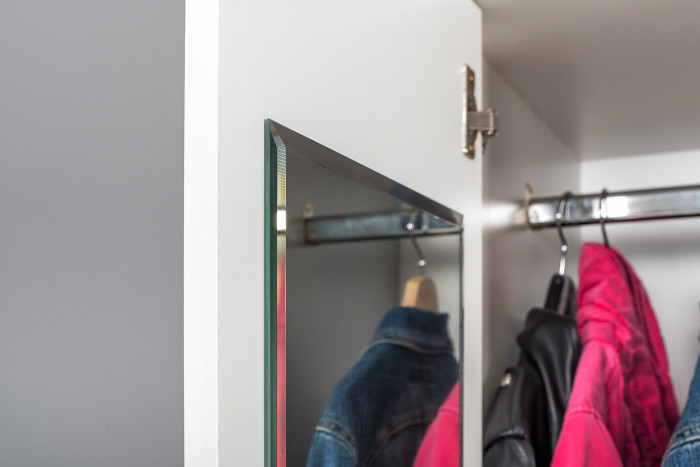 Торонто 13.333 Шкаф для одежды, белый шагрень/стальной серый