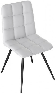 Бруно Стул (конус Т3) (Черный муар матовый/Кожзам Белый)