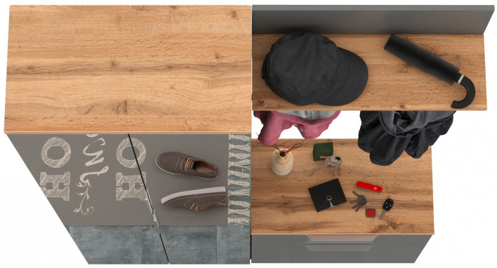 Октава Прихожая 10, серый графит/дуб крафт золотой/фасады МДФ серый графит