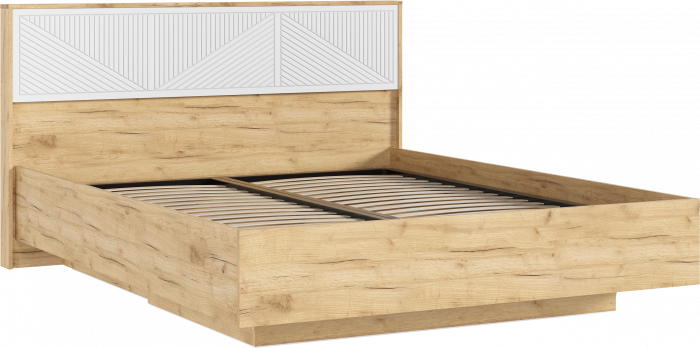 Сильвия Кровать парящая 1,6м (ортопед дерево) с подсветкой Браш Вайт/Дуб Крафт, Дуб Крафт