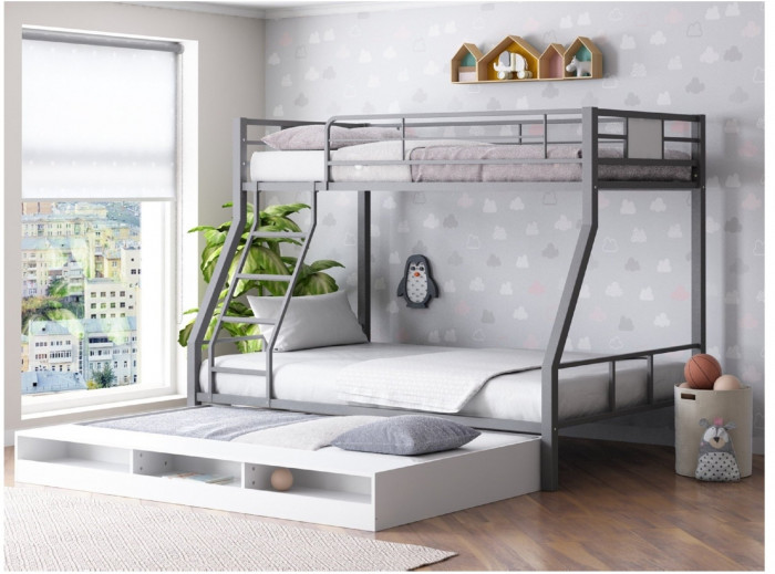 Двухъярусная кровать Гранада 1КВ (Белый, Серый)