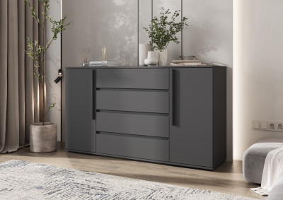 Норд Комод 2 двери 4 ящика (1600), Графит