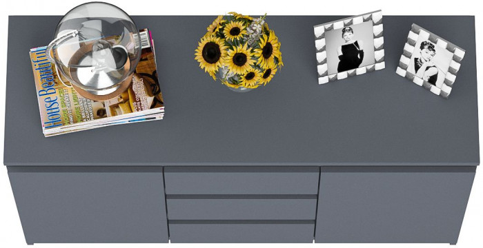 Мори Комод МК1200.3, цвет графит, ШхГхВ 120,4х41х73 см.