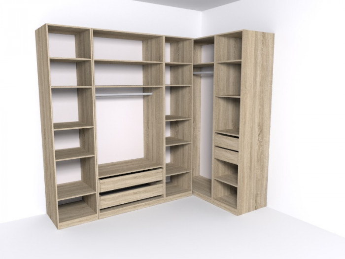 Гардеробная Рум. Комплект 3.1 без фасадов, дуб сонома