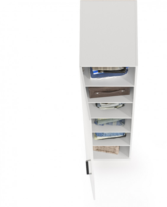 Валенсия Спальня 13.207 Шкаф-пенал, ЛДСП белый шагрень/МДФ белый шагрень