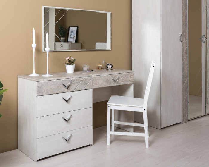 Амели Стол туалетный 12.48, цвет шёлковый камень/бетон чикаго беж, ШхГхВ 65х41х75 см.
