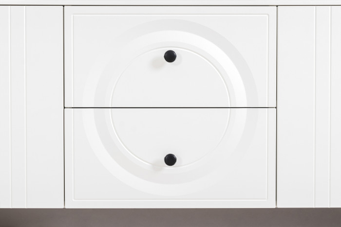 Валенсия Гостиная № 053, цвет ЛДСП белый шагрень/МДФ белый шагрень, ШхГхВ 266,2х38,3х210 см.