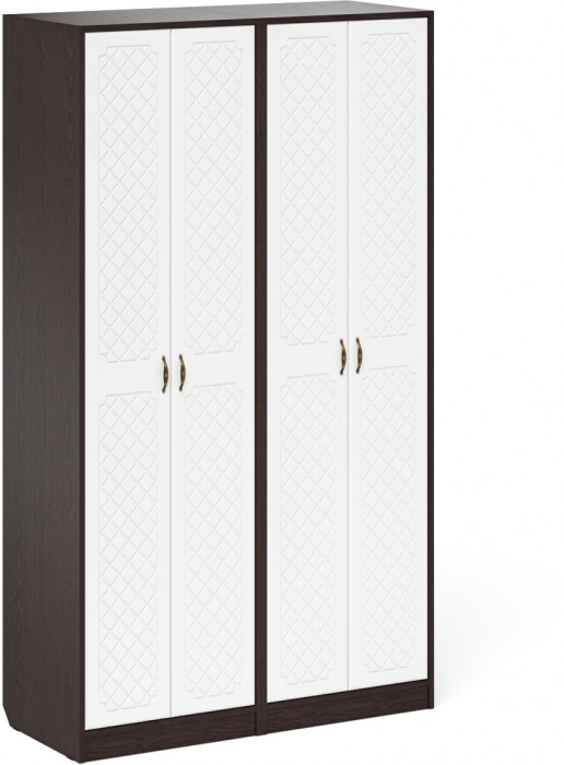 Прихожая П-6 Шкаф + Шкаф, цвет венге/фасады МДФ белое дерево фрезеровка ромб, ШхГхВ 120х50х210 см.