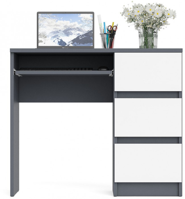 Мори компьютерный стол МС-6 правый, графит/белый