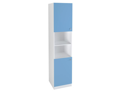 Шкаф-пенал закрытый 2/3 Белый/Голубой