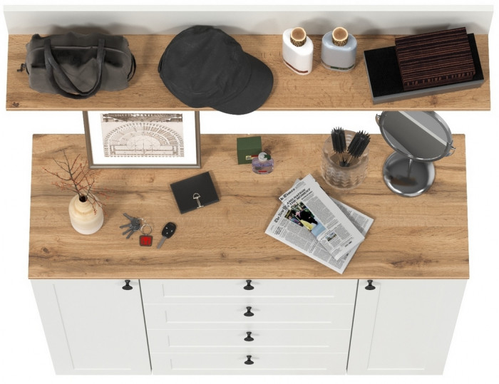 Остин Прихожая 72, белый шагрень/дуб крафт золотой