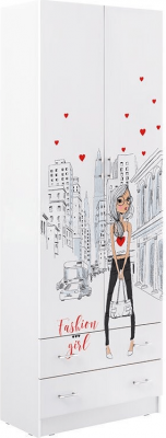 Вега NEW Girl Шкаф двухстворчатый (Белый / Белый глянец)