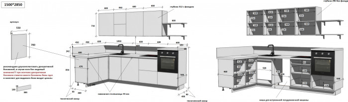 КГ Угловой 1500х2850 (с пм) , Магнолия  Арника РМ