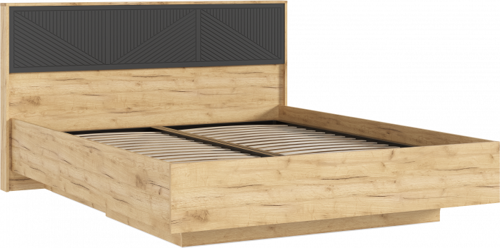 Сильвия Кровать парящая 1,6м (ортопед дерево) с подсветкой Браш Графит/Дуб Крафт, Дуб Крафт