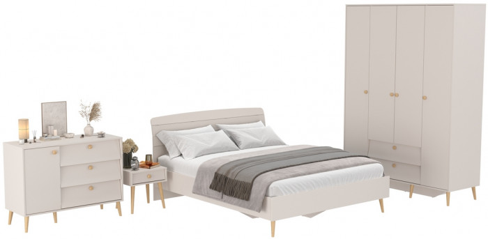 Афина Спальня 30-1600, цвет кашемир серый, сп.м. 1600х2000 мм., б/м, основание есть - фанера