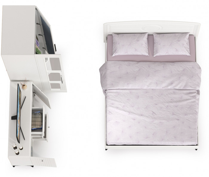 Валенсия Спальня № 17, цвет ЛДСП белый шагрень/МДФ белый шагрень, ортопед есть, сп. м. 1600х2000 мм., б/м